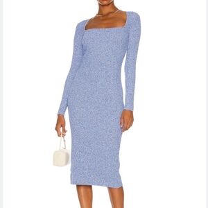 Ganni Melange Knit Long-Sleeve Midi Dress Size Small